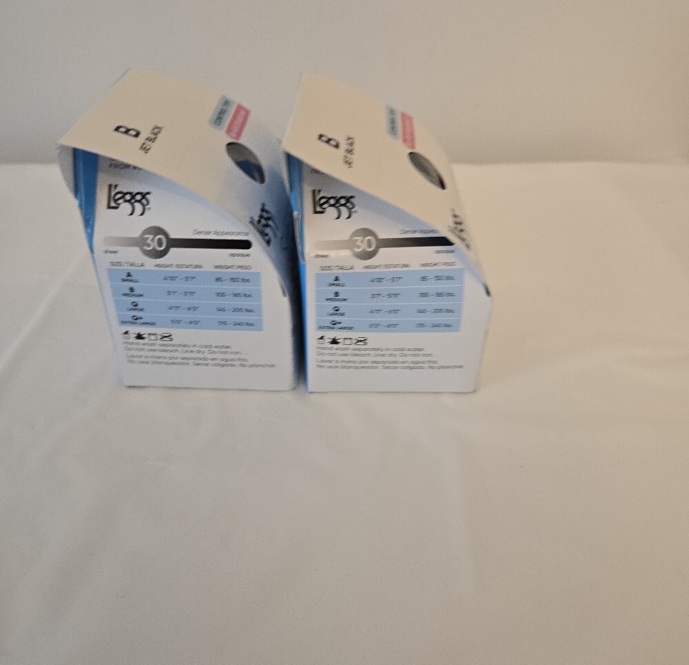 2‑Pack L’eggs Sheer Energy Tights • Jet Black • Size B • Medium Support - Picture 4 of 6